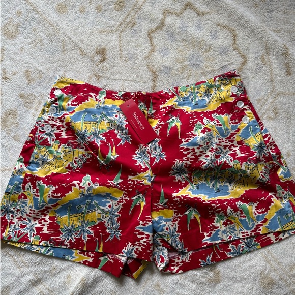 NWT Retrospec'd Red Tropical Print Skirt 1940s Button Shorts Repro - Picture 6 of 7
